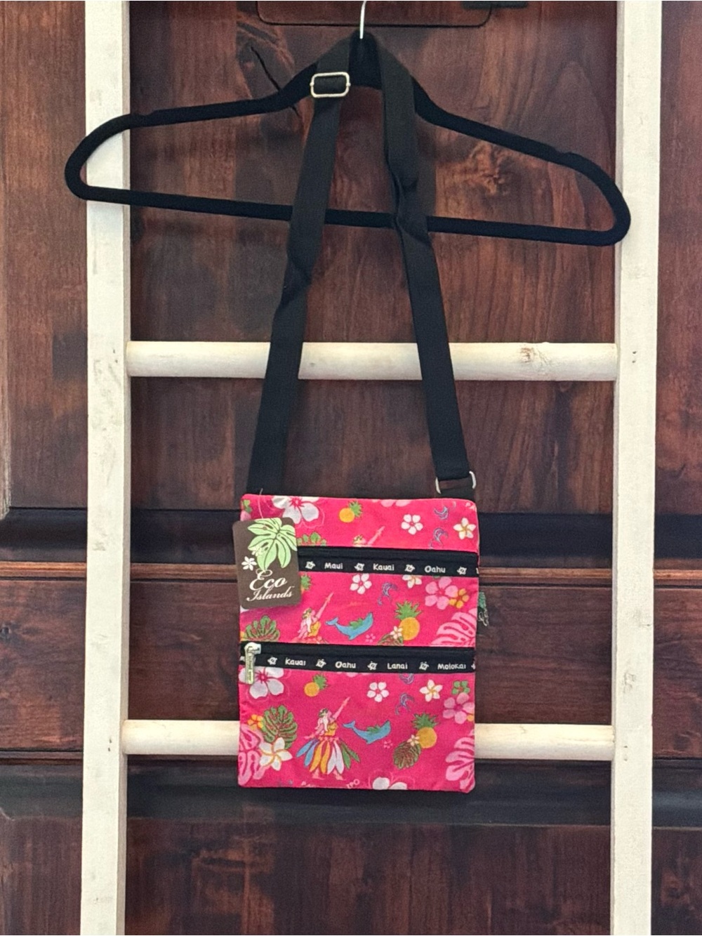 Eco Islands Pink Floral Crossbody Bag with Adjustable Strap